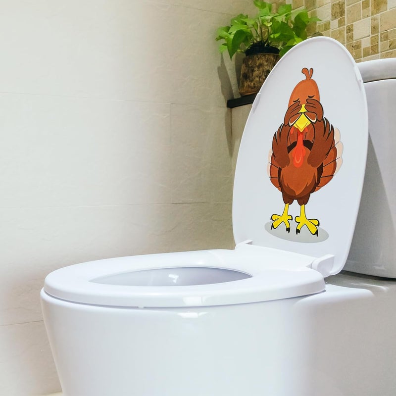 Epakh 6 Pcs Thanksgiving Toilet Seat Cover Fall Toilet Stickers Funny DIY Seat Cover Cling Waterproof Self Adhesive Sticker Thanksgiving Turkey Halloween Spider Bathroom Decor - Image 5